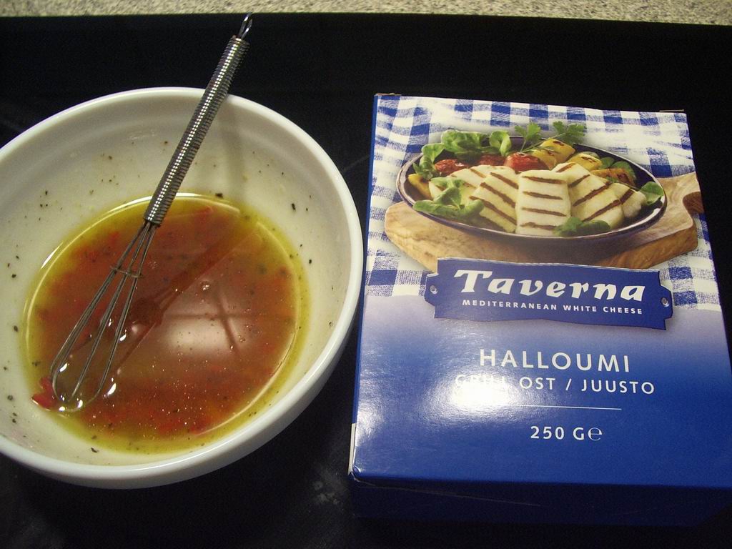 Grillet marineret kylling med grillet halloumi ost………